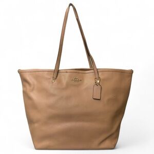 COACH Large Taxi Tote| Nude Crossgrain Leather Work Bag | Style F34099